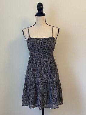 Madewell Black & White Floral Spaghetti Strap Mini Dress